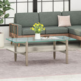 Christopher Knight Home® - Noble House - Leddy Acacia Wood Coffee Table with Tempered Glass Top, Gray Finish