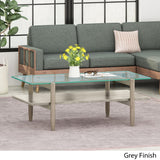 Christopher Knight Home® - Noble House - Leddy Acacia Wood Coffee Table with Tempered Glass Top, Gray Finish