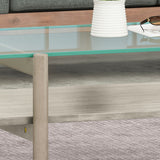 Christopher Knight Home® - Noble House - Leddy Acacia Wood Coffee Table with Tempered Glass Top, Gray Finish