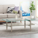 Christopher Knight Home® - Noble House - Leddy Acacia Wood Coffee Table with Tempered Glass Top, Gray Finish