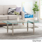 Christopher Knight Home® - Noble House - Leddy Acacia Wood Coffee Table with Tempered Glass Top, Gray Finish