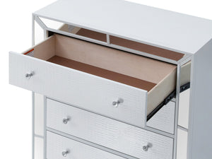 English Elm Sleek White Contemporary Storage Chest 58"H x 32"W x 21"D - Silver Champagne Finish, No Setup Needed B078108444
