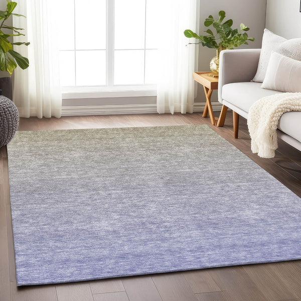 HomeRoots 9' X 12' Beige and Blue Ombre Area Rug - Washable, UV Protected & Stain Resistant for Busy Homes 667353