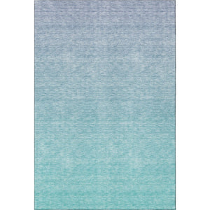 HomeRoots 5' Sky Blue to Ivory Ombre Area Rug - Washable, Stain-Resistant, UV Protected for Family Spaces 667356