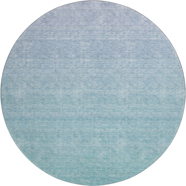 HomeRoots 8' Sky Blue Ombre Round Rug - Washable, UV-Protected, Durable, and Family-Friendly for Cozy Spaces 667357