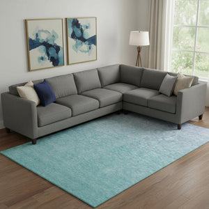 HomeRoots 8' X 10' Sky Blue Ombre Area Rug – Stylish, Washable, UV Protected, Perfect for Homes with Kids & Pets! 667358