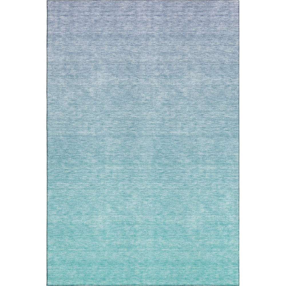 HomeRoots 9' X 12' Sky Blue Ombre Area Rug - Stylish, Washable Design with UV Protection for High-Traffic Areas 667359