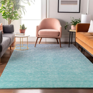 HomeRoots 10' Sky Blue to Ivory Ombre Area Rug - Washable, UV Protected, Stain-Resistant for Family Spaces 667360