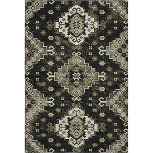 HomeRoots 5' X 8' Black And Ivory Medallion Area Rug - Washable, UV Protected, Stain Resistant for Stylish Living 667362