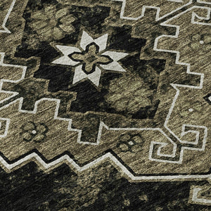 HomeRoots 5' X 8' Black And Ivory Medallion Area Rug - Washable, UV Protected, Stain Resistant for Stylish Living 667362