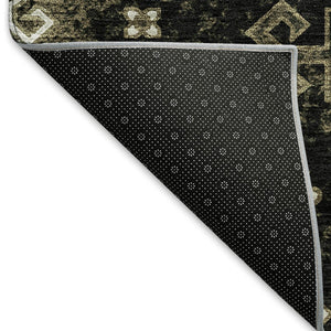 HomeRoots 9' X 12' Black And Ivory Medallion Area Rug - Durable, Washable, UV Protected for High-Traffic Spaces 667365