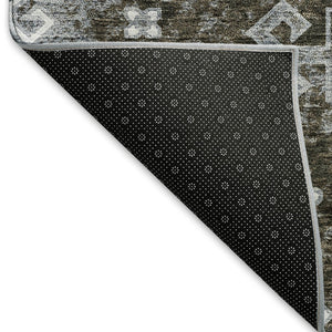 HomeRoots 10' X 14' Chocolate Gray Ivory Medallion Area Rug - Washable, Stain-Resistant, UV-Protected Design 667372