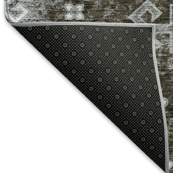 HomeRoots 10' X 14' Chocolate Gray Ivory Medallion Area Rug - Washable, Stain-Resistant, UV-Protected Design 667372
