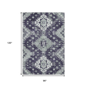 HomeRoots 8' X 10' Elegant Purple, Ivory & Sage Medallion Area Rug - Washable, UV Protected & Family-Friendly 667388