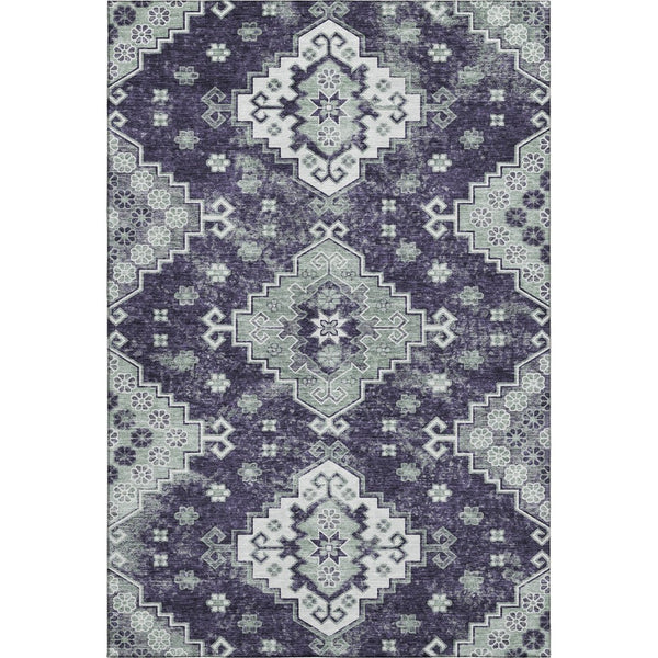 HomeRoots 8' X 10' Elegant Purple, Ivory & Sage Medallion Area Rug - Washable, UV Protected & Family-Friendly 667388