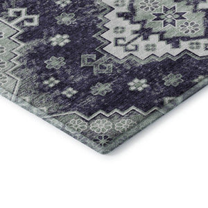 HomeRoots 8' X 10' Elegant Purple, Ivory & Sage Medallion Area Rug - Washable, UV Protected & Family-Friendly 667388