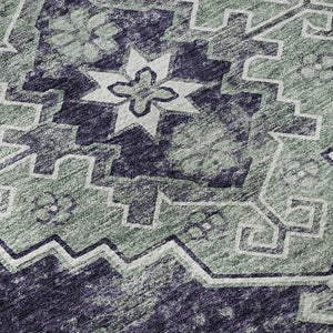 HomeRoots 8' X 10' Elegant Purple, Ivory & Sage Medallion Area Rug - Washable, UV Protected & Family-Friendly 667388