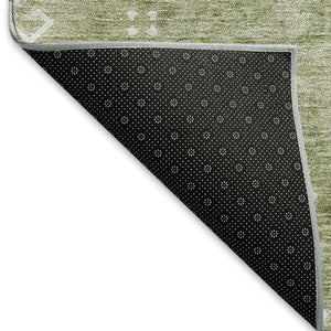HomeRoots 9' X 12' Artichoke Green Medallion Area Rug - Washable, Stain-Resistant, UV Protected for Homes 667395