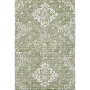 HomeRoots 9' X 12' Artichoke Green Medallion Area Rug - Washable, Stain-Resistant, UV Protected for Homes 667395