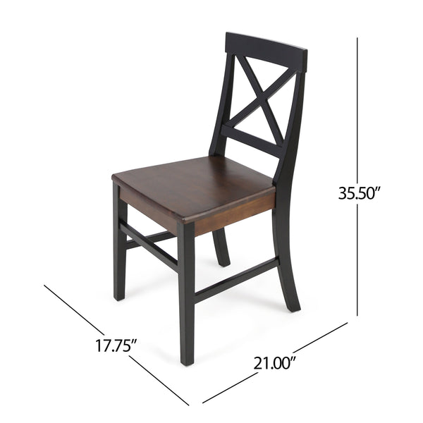 English Elm Christopher Knight Home® - Roshan Farmhouse Acacia Wood Dining Chairs Set Of 2 - Rustic Black & Walnut Finish For Comfort 62888.00BWALN