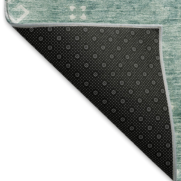 HomeRoots 8' X 10' Aqua and Ivory Medallion Area Rug – Washable, Stain Resistant, UV Protected for High Traffic Areas 667400