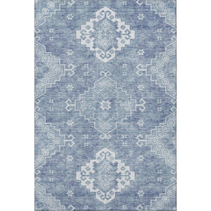 HomeRoots 5' X 8' Blue and Ivory Medallion Area Rug – Stylish, Washable, UV-Protected for Everyday Living Spaces 667404
