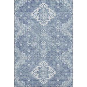 HomeRoots 8' X 10' Beautiful Blue & Ivory Medallion Area Rug - Washable, UV-Protected, Stain-Resistant Charm! 667406