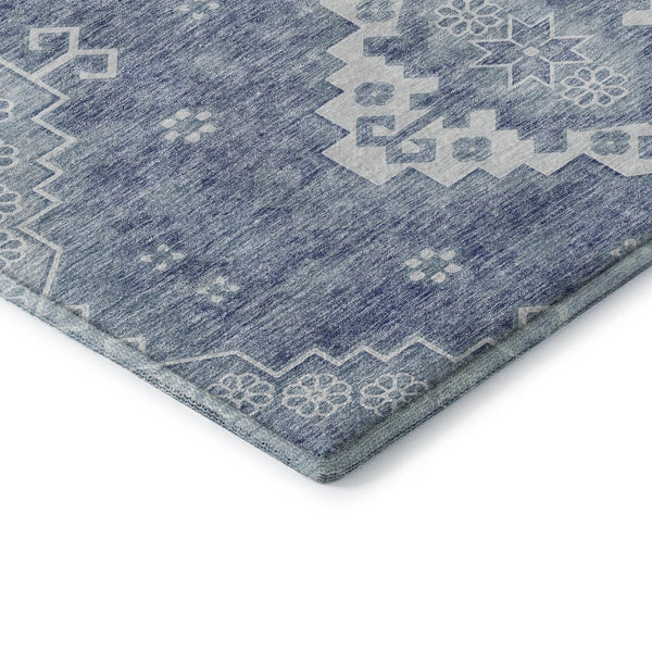 HomeRoots 8' X 10' Beautiful Blue & Ivory Medallion Area Rug - Washable, UV-Protected, Stain-Resistant Charm! 667406
