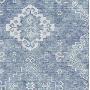 HomeRoots 8' X 10' Beautiful Blue & Ivory Medallion Area Rug - Washable, UV-Protected, Stain-Resistant Charm! 667406