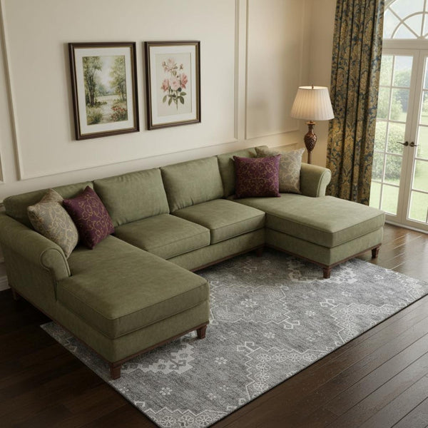 HomeRoots 8' X 10' Gray Medallion Area Rug - Washable, Stain-Resistant, UV Protected for Homes with Kids & Pets 667412