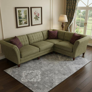 HomeRoots 10' X 14' Gray and Ivory Medallion Area Rug – Washable, Stain-Resistant, UV-Protected for Busy Homes 667414