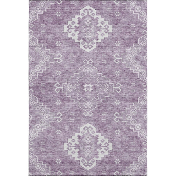HomeRoots 9' X 12' Elegant Lavender & Ivory Medallion Area Rug - Washable, Durable, UV Protected Design! 667419