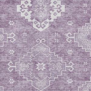 HomeRoots 9' X 12' Elegant Lavender & Ivory Medallion Area Rug - Washable, Durable, UV Protected Design! 667419