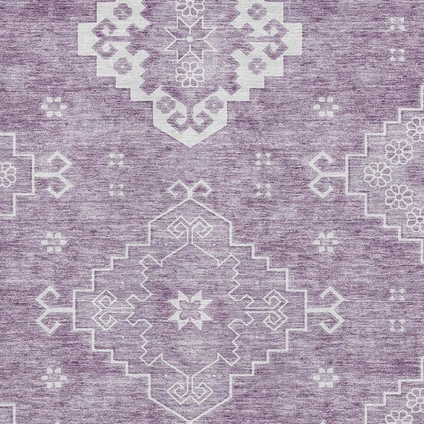 HomeRoots 9' X 12' Elegant Lavender & Ivory Medallion Area Rug - Washable, Durable, UV Protected Design! 667419