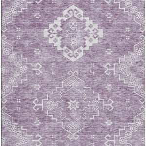 HomeRoots 9' X 12' Elegant Lavender & Ivory Medallion Area Rug - Washable, Durable, UV Protected Design! 667419