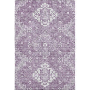 HomeRoots 10' X 14' Elegant Lavender & Ivory Medallion Area Rug - Washable, UV-Protected, Pet Friendly Design! 667420
