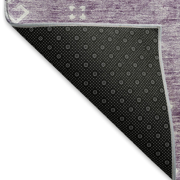HomeRoots 10' X 14' Elegant Lavender & Ivory Medallion Area Rug - Washable, UV-Protected, Pet Friendly Design! 667420