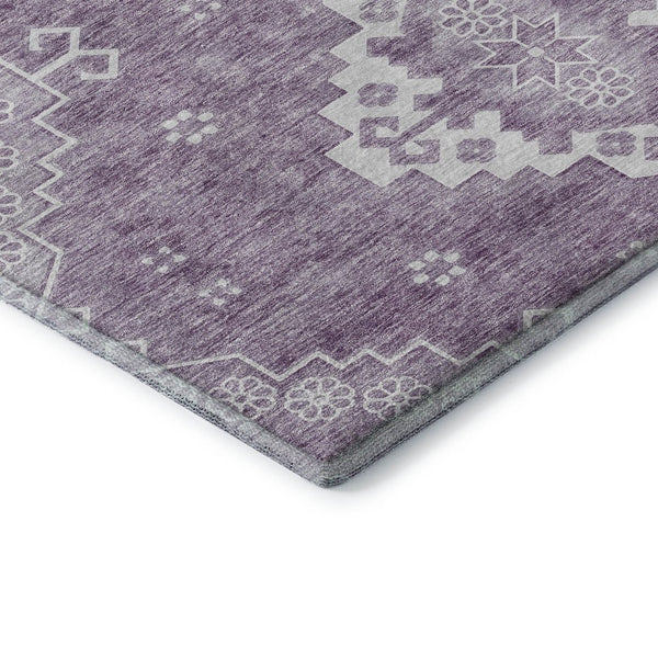 HomeRoots 10' X 14' Elegant Lavender & Ivory Medallion Area Rug - Washable, UV-Protected, Pet Friendly Design! 667420
