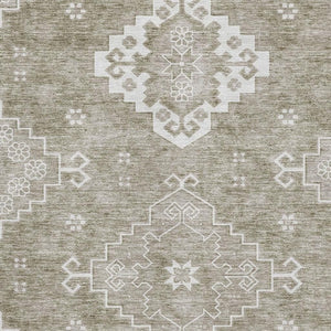 HomeRoots 5' X 8' Taupe & Ivory Medallion Area Rug – Washable, Durable, UV-Protected for Everyday Elegance 667422