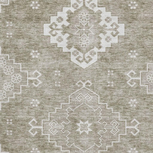 HomeRoots 5' X 8' Taupe & Ivory Medallion Area Rug – Washable, Durable, UV-Protected for Everyday Elegance 667422