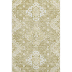 HomeRoots 5' X 8' Wheat And Ivory Medallion Rug - Stylish, Washable, Stain Resistant & UV Protected for Homes 667428
