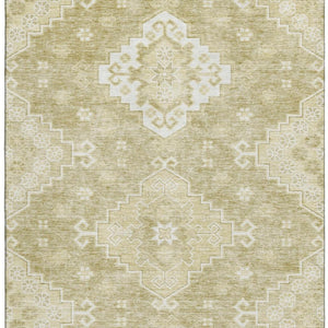 HomeRoots 5' X 8' Wheat And Ivory Medallion Rug - Stylish, Washable, Stain Resistant & UV Protected for Homes 667428