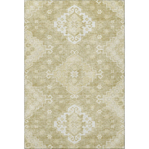 HomeRoots 5' X 8' Wheat And Ivory Medallion Rug - Stylish, Washable, Stain Resistant & UV Protected for Homes 667428