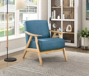 English Elm Modern Velvet Accent Chair with Dark Walnut Angular Frame, Streamlined Mid-Century Comfort Design Blue,Natural 35.5 L x 25.5 W x 20 H B011P271955