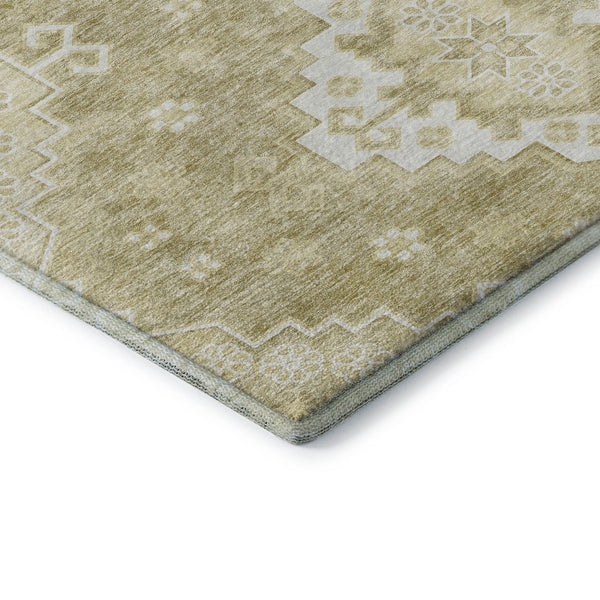 HomeRoots 8' X 10' Wheat and Ivory Medallion Area Rug – Stylish, Washable, UV-Protected for Busy Homes! 667430