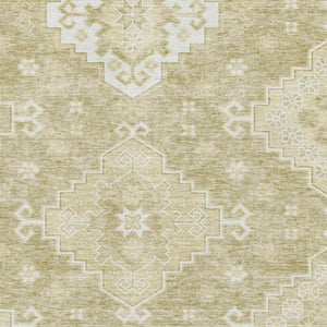 HomeRoots 8' X 10' Wheat and Ivory Medallion Area Rug – Stylish, Washable, UV-Protected for Busy Homes! 667430
