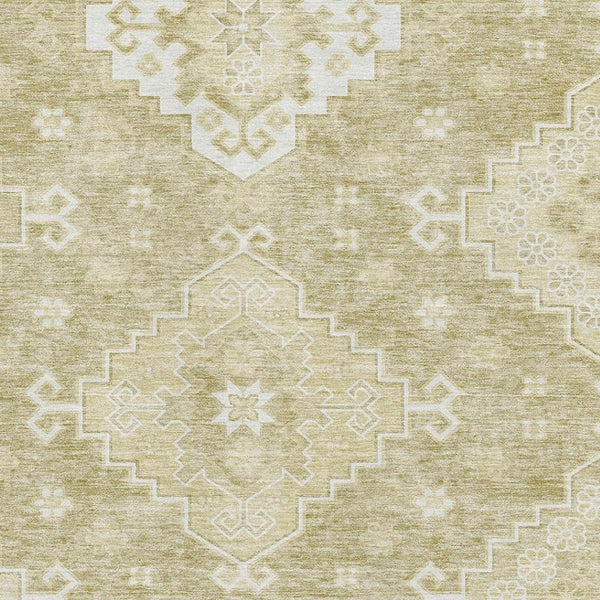 HomeRoots 8' X 10' Wheat and Ivory Medallion Area Rug – Stylish, Washable, UV-Protected for Busy Homes! 667430