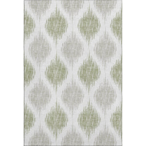 HomeRoots 8' X 10' Artichoke Green Ikat Area Rug - Washable, UV-Protected, Stain Resistant, Stylish Design! 667441