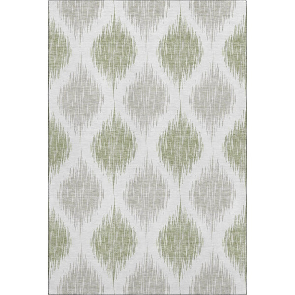 HomeRoots 8' X 10' Artichoke Green Ikat Area Rug - Washable, UV-Protected, Stain Resistant, Stylish Design! 667441