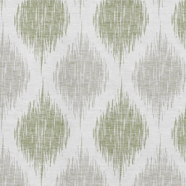 HomeRoots 8' X 10' Artichoke Green Ikat Area Rug - Washable, UV-Protected, Stain Resistant, Stylish Design! 667441